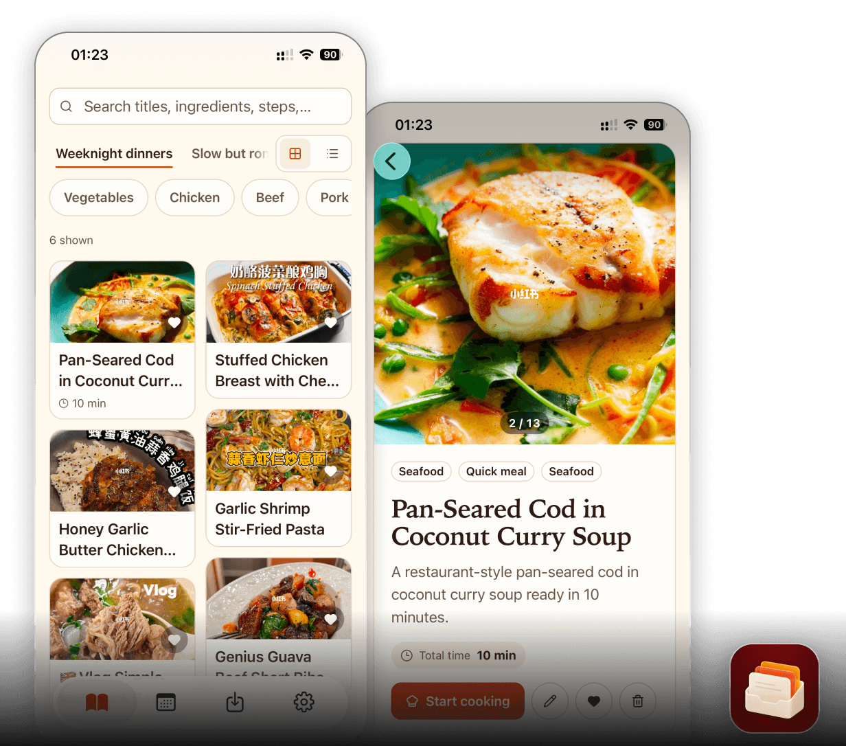 Save to Stove recipe collection and cooking interface