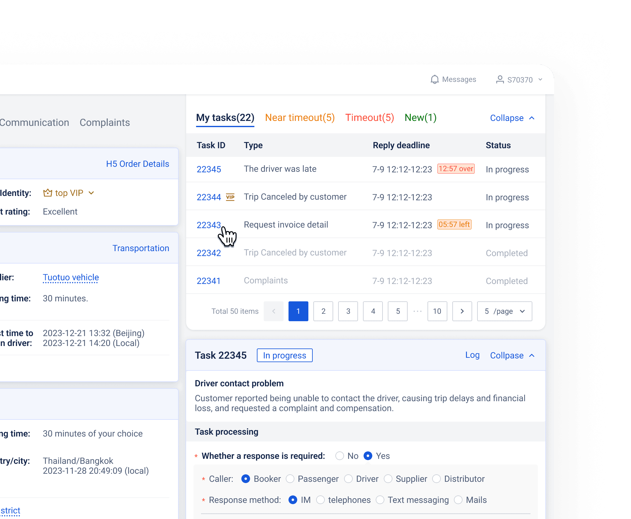 Second-line agent clearing transferred tasks